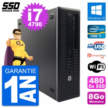 PC HP ProDesk 600 G1 SFF Intel Core i7-4790 RAM 8Go SSD 480Go Windows 10 Wifi
