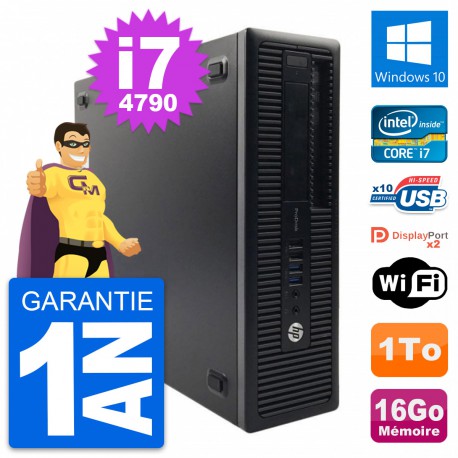 PC HP ProDesk 600 G1 SFF Intel Core i7-4790 RAM 16Go Disque 1To Windows 10 Wifi