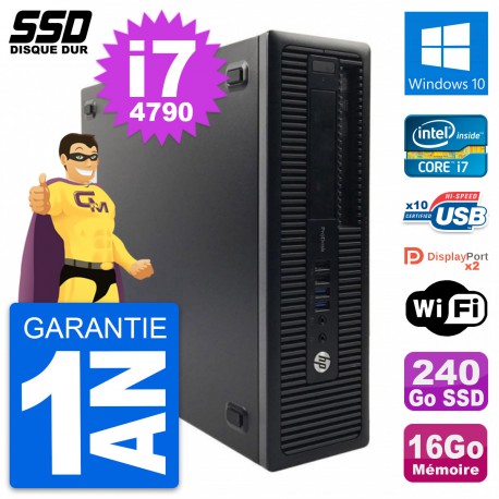 PC HP ProDesk 600 G1 SFF Intel Core i7-4790 RAM 16Go SSD 240Go Windows 10 Wifi