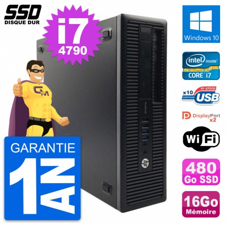 PC HP ProDesk 600 G1 SFF Intel Core i7-4790 RAM 16Go SSD 480Go Windows 10 Wifi