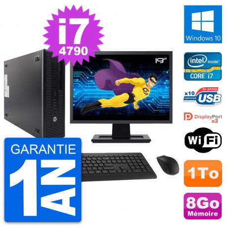 PC HP ProDesk 600 G1 SFF Ecran 19" i7-4790 RAM 8Go Disque 1To Windows 10 Wifi