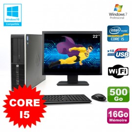 Lot PC HP Elite 8100 SFF Core i5-650 3.2GHz 16Go 500Go Graveur WIFI W7 +Ecran 22