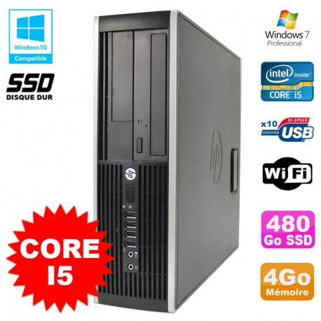 PC HP Compaq Elite 8100 SFF Intel Core i5 3.2GHz 4Go 480Go SSD Graveur WIFI W7