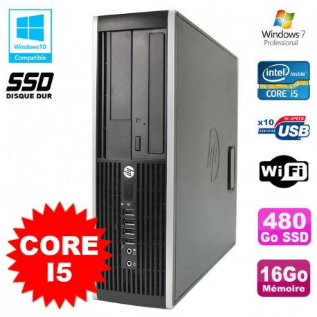 PC HP Compaq Elite 8100 SFF Intel Core i5 3.2GHz 16Go 480Go SSD Graveur WIFI W7