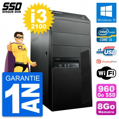PC Tour Lenovo ThinkCentre M91p Core i3-2100 RAM 8Go SSD 960Go Windows 10 Wifi