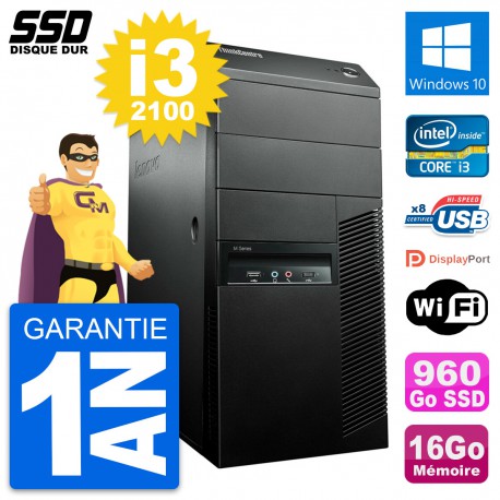 PC Tour Lenovo ThinkCentre M91p Intel i3-2100 RAM 16Go SSD 960Go Windows 10 Wifi