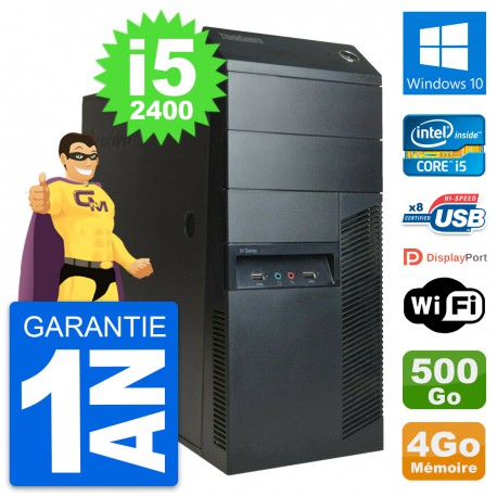 PC Tour Lenovo M91p Intel Core i5-2400 RAM 4Go Disque Dur 500Go Windows 10 Wifi