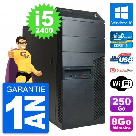 PC Tour Lenovo M91p Intel Core i5-2400 RAM 8Go Disque Dur 250Go Windows 10 Wifi