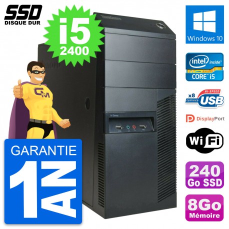 PC Tour Lenovo ThinkCentre M91p Core i5-2400 RAM 8Go SSD 240Go Windows 10 Wifi