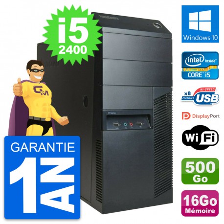 PC Tour Lenovo M91p Intel Core i5-2400 RAM 16Go Disque Dur 500Go Windows 10 Wifi