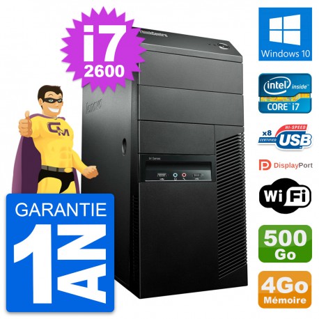 PC Tour Lenovo M91p Intel Core i7-2600 RAM 4Go Disque Dur 500Go Windows 10 Wifi