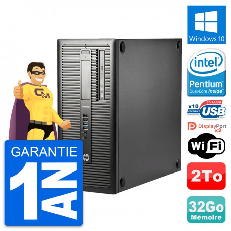 PC Tour HP EliteDesk 800 G1 Intel G3220 RAM 32Go Disque Dur 2To Windows 10 Wifi