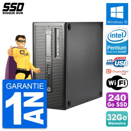 PC Tour HP EliteDesk 800 G1 Intel G3220 RAM 32Go SSD 240Go Windows 10 Wifi