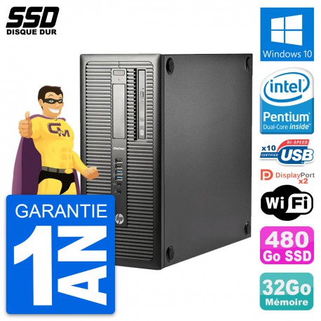 PC Tour HP EliteDesk 800 G1 Intel G3220 RAM 32Go SSD 480Go Windows 10 Wifi
