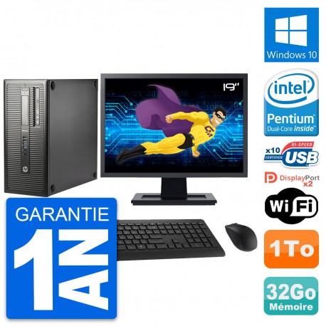PC Tour HP EliteDesk 800 G1 Ecran 19" G3220 RAM 32Go Disque 1To Windows 10 Wifi