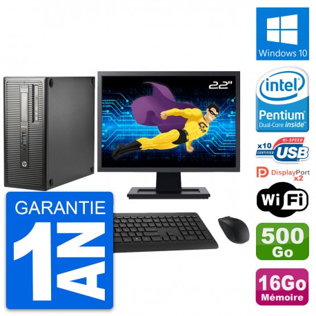 PC Tour HP 800 G1 Ecran 22" Intel G3220 RAM 16Go Disque 500Go Windows 10 Wifi
