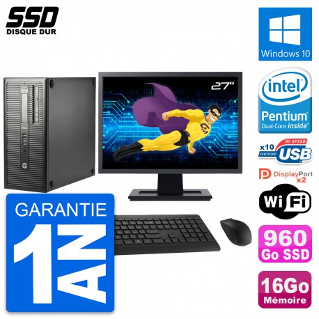 PC Tour HP EliteDesk 800 G1 Ecran 27" G3220 RAM 16Go SSD 960Go Windows 10 Wifi