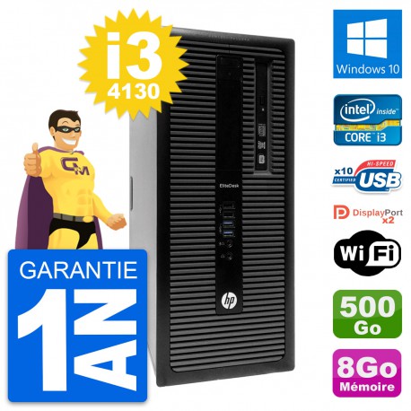 PC Tour HP EliteDesk 800 G1 Intel i3-4130 RAM 8Go Disque 500Go Windows 10 Wifi