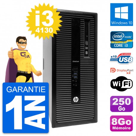 PC Tour HP EliteDesk 800 G1 Intel i3-4130 RAM 8Go Disque 250Go Windows 10 Wifi