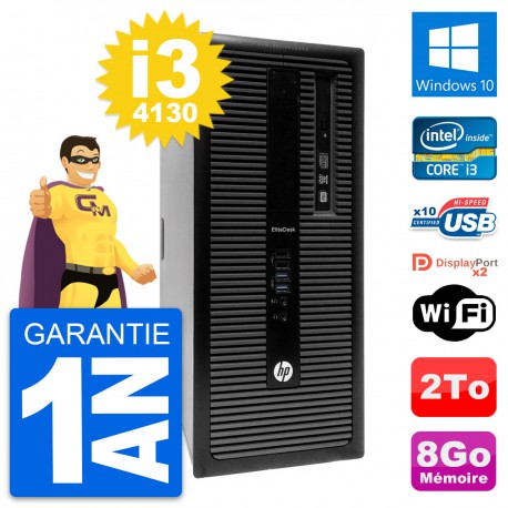 PC Tour HP EliteDesk 800 G1 Intel i3-4130 RAM 8Go Disque Dur 2To Windows 10 Wifi
