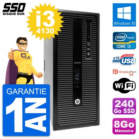 PC Tour HP EliteDesk 800 G1 Intel Core i3-4130 RAM 8Go SSD 240Go Windows 10 Wifi