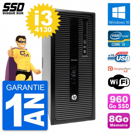 PC Tour HP EliteDesk 800 G1 Intel Core i3-4130 RAM 8Go SSD 960Go Windows 10 Wifi