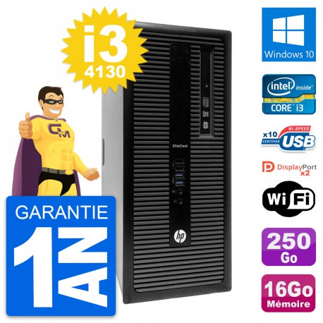 PC Tour HP EliteDesk 800 G1 Intel i3-4130 RAM 16Go Disque 250Go Windows 10 Wifi