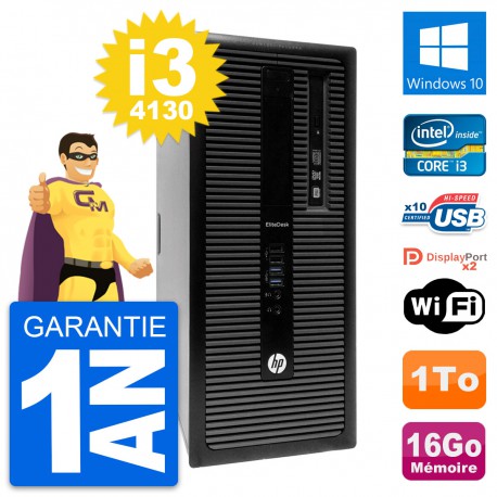 PC Tour HP EliteDesk 800 G1 Intel i3-4130 RAM 16Go Disque 1To Windows 10 Wifi