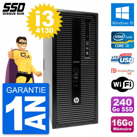 PC Tour HP EliteDesk 800 G1 Intel i3-4130 RAM 16Go SSD 240Go Windows 10 Wifi