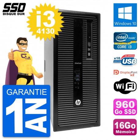 PC Tour HP EliteDesk 800 G1 Intel i3-4130 RAM 16Go SSD 960Go Windows 10 Wifi