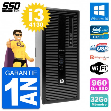 PC Tour HP EliteDesk 800 G1 Intel i3-4130 RAM 32Go SSD 960Go Windows 10 Wifi