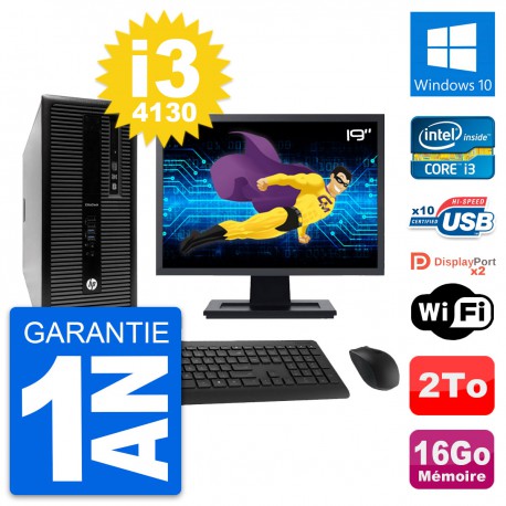 PC Tour HP 800 G1 Ecran 19" Intel i3-4130 RAM 16Go Disque 2To Windows 10 Wifi