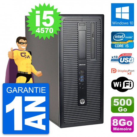 PC Tour HP EliteDesk 800 G1 Intel i5-4570 RAM 8Go Disque 500Go Windows 10 Wifi