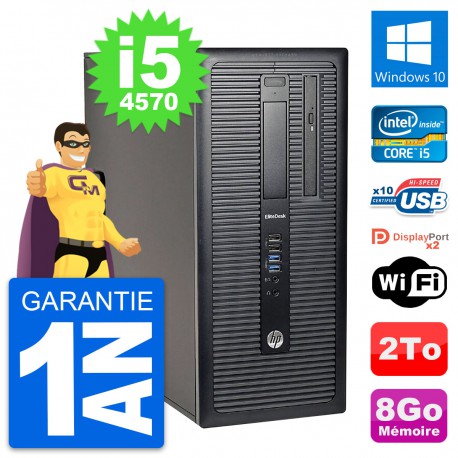 PC Tour HP EliteDesk 800 G1 Intel i5-4570 RAM 8Go Disque Dur 2To Windows 10 Wifi