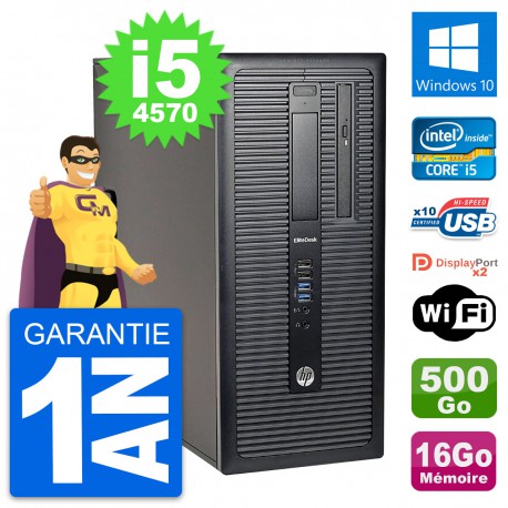 PC Tour HP EliteDesk 800 G1 Intel i5-4570 RAM 16Go Disque 500Go Windows 10 Wifi