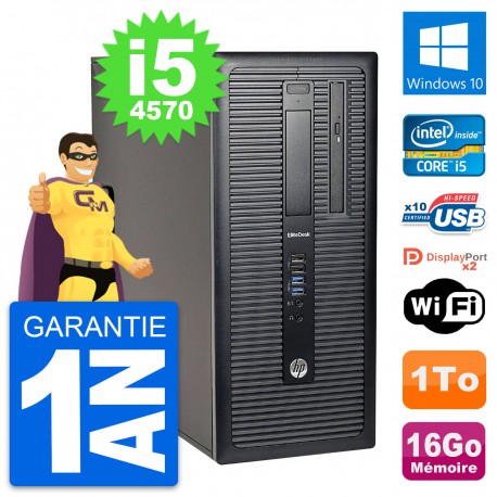 PC Tour HP EliteDesk 800 G1 Intel i5-4570 RAM 16Go Disque 1To Windows 10 Wifi