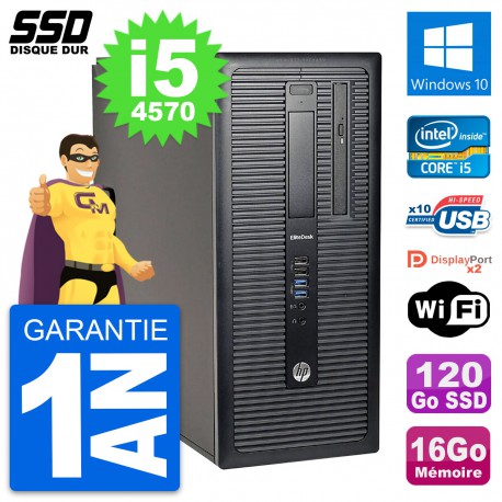 PC Tour HP EliteDesk 800 G1 Intel i5-4570 RAM 16Go SSD 120Go Windows 10 Wifi