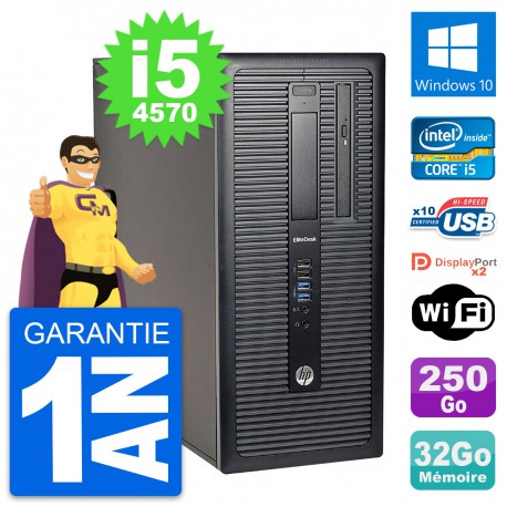 PC Tour HP EliteDesk 800 G1 Intel i5-4570 RAM 32Go Disque 250Go Windows 10 Wifi