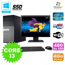 Lot PC Tour Dell 790 Core I3 3.1Ghz 4Go 480Go SSD DVD WIFI Win 7 + Ecran 17"