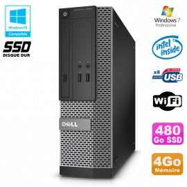 PC Dell Optiplex 3020 SFF Intel G3220 3GHz 4Go Disque 480Go SSD DVD Wifi W7