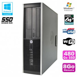 PC HP Compaq 6005 Pro SFF AMD 3GHz 8Go DDR3 480Go SSD Graveur WIFI Win 7 Pro