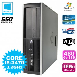 PC HP Elite 8300 SFF Core I5 3470 3.2GHz 16Go 480Go SSD Graveur USB3 Wifi W7