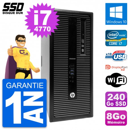PC Tour HP EliteDesk 800 G1 Intel Core i7-4770 RAM 8Go SSD 240Go Windows 10 Wifi
