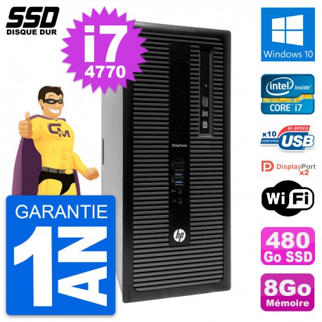 PC Tour HP EliteDesk 800 G1 Intel Core i7-4770 RAM 8Go SSD 480Go Windows 10 Wifi
