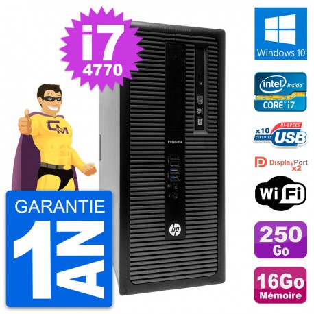 PC Tour HP EliteDesk 800 G1 Intel i7-4770 RAM 16Go Disque 250Go Windows 10 Wifi