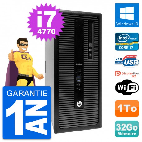 PC Tour HP EliteDesk 800 G1 Intel i7-4770 RAM 32Go Disque 1To Windows 10 Wifi