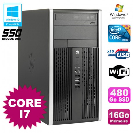 PC Tour HP Elite 8200 Core I7 3,4Ghz 16Go Disque 480Go SSD Graveur WIFI Win 7