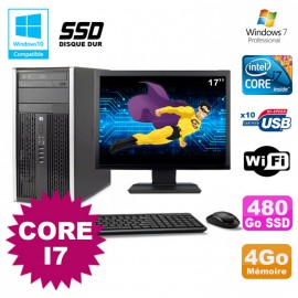 Lot PC Tour HP Elite 8200 Core I7 3,4Ghz 4Go 480Go SSD Graveur WIFI W7 + Ecran 17