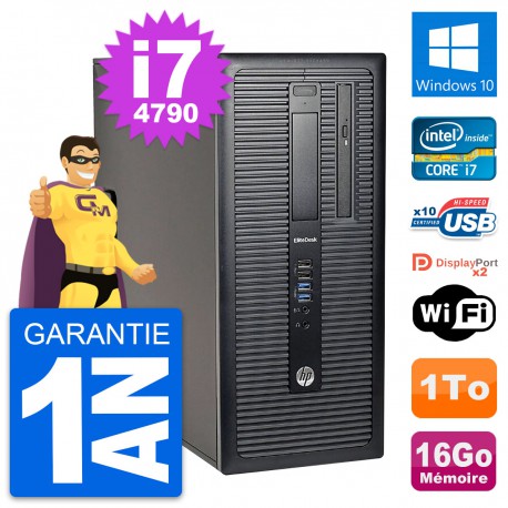 PC Tour HP EliteDesk 800 G1 Intel i7-4790 RAM 16Go Disque 1To Windows 10 Wifi