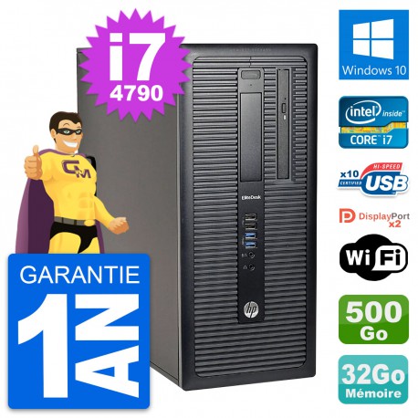 PC Tour HP EliteDesk 800 G1 Intel i7-4790 RAM 32Go Disque 500Go Windows 10 Wifi